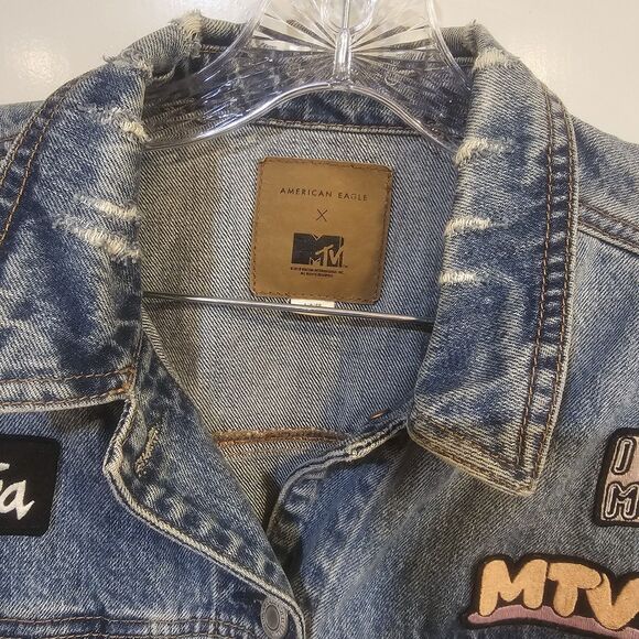 Vintage MTV American Eagle Sz S Denim Daria Patch Accent Distressed Jacket  90s - Picture 15 of 16